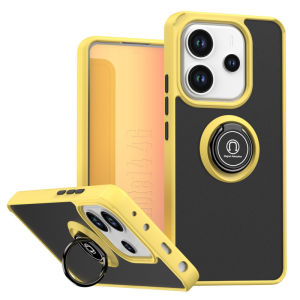 Frosted Skin Feel Ring Holder Shockproof Case For Xiaomi Redmi Note 14 15 13 12 11 10 Pro Plus Car Rotating Bracket Bumper Cover