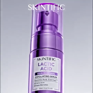 SKINTIFIC Lactic Acid Skin Renewal Exfoliating Serum 20ml – Gentle Triple Acid Serum with Lactic Succinic & Pink Grapefruit Acid Smooths Texture Minimizes Pores Oily & Acne-Prone Skin