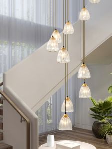 MINGRU | Loft High Ceiling Long Hanging Chandelier
