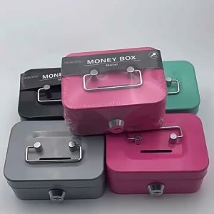 Money Secret Security Safe Box Anti Theft Password Key Portable Cash Box Money Organizer With Metal Lock