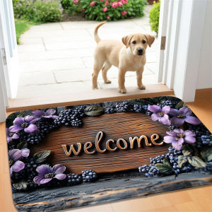 VIKAMA Warm Welcome Carpet Golden Welcome Purple Flower Berry Entrance Door American Decor