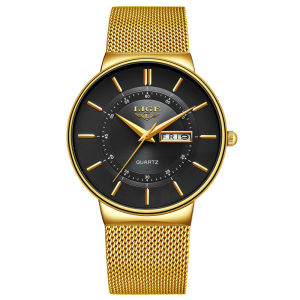 LIGE 2024 Luxury Men Watches Waterproof Ultra Thin Date Clock Male Steel Strap Casual Quartz Watch Men Sports Wrist Watch Man
