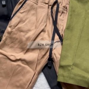Celana Chino Anak Laki-Laki Pinggang Elastis Full Length Warna Solid - RJA SHOP
