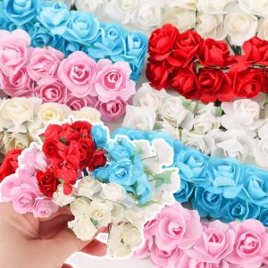 144Pcs Paper Rose Head Simulated Flower 2cm for Wedding Birthday Party Home Decor DIY Bear Rose Valentine Day Gifts