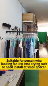 Balcony Wall Mounted Retractable Clothes Hanger Space Saving Rack Foldable Clothes Drying Rack (O Hook) (Small)