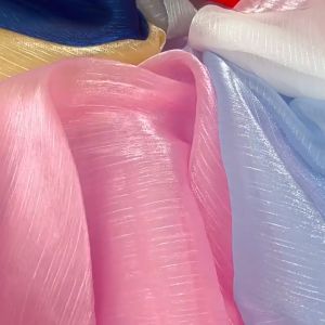 Transparent Glossy Silky Organza Fabric See Through Shimmer Sheer Fabric Shiny Crepe Fabric By the Meter