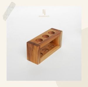 Rak Pajangan Biji Kopi Kayu Jati / Display Tempat Botol Kopi Kaca / Tempat Penyimpanan Tabung Teh / Coffee Bean Tube Storage / Dudukan Jar Bumbu Dapur / Tea Tube Wooden Stand Holder