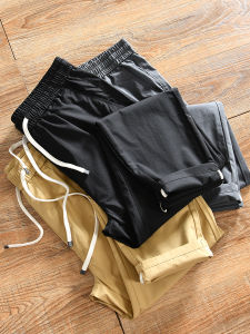 DuPont Technology Fabric Mens Summer Thin Elastic Waist Casual Pants Breathable Versatile Long Trousers Trendy Cotton Polyester Blend
