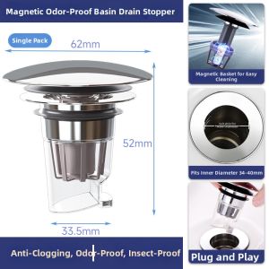 Spring Mechanism Magnetic Press Anti Insect Anti Odor Filter Drain Plug