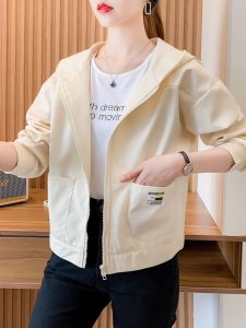 Short Hooded Womens Jacket British Style Spring Autumn New Arrival High Waist Type Polyester Fiber 100% Commute Style Coat