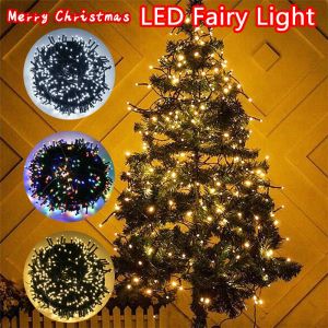 20M Hari Raya Light String 200LED Black Wire String Lights Outdoor Christmas Decoration Fairy Light With Flash LED Bulb for Xmas Tree Party