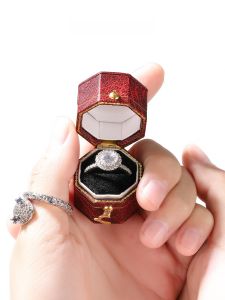 Thanh Lịch Hộp Nhẫn Hình Bát Giác Trang Sức Mini Đính Hôn Đám Cưới Nhẫn Đứng Kim Cương Sang Trọng Đề Nghị Bao Bì Hộp Quà Tặng Của Na Fang