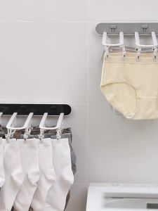 ราวตาเสื้อผ้า อเนกที่ช่วยเติมเต็มถุงเท้า กางเกง และชั้นใน พับได้ ติดผนัง มีคลิป24 และไม่ต้องเจาะ รูปแบบแข็งแรงและใช้เท้าอย่างที่จะทนทาน