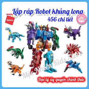 Đồ Chơi Lắp Ráp Xếp Hình 6 trong 1 Các Loại Robot Siêu Khủng Long và Cảnh Sát Biến Hình (Hơn 400 Mảnh Ghép) - Qman