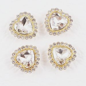 EQIANAO 50 PCS White Sew on Rhinestone Gold Base Crystal Buttons Water Drop Crystal Applique DIY Clothing Wedding Hair Accessori