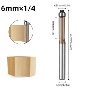 1 Cái Dao Phay Gỗ 6mm 1/4 Inch Đầu Phay Bào Cạnh Có Bạc Đạn 3 Cạnh Đa Năng Dùng Cho Máy Phay Gỗ