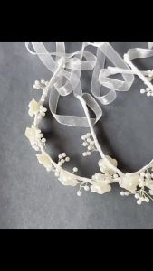 F4 Spring Headpiece Bando Elegan Aksesoris Pengantin Faux Pearl Flower Decor Bridal Headband MBPP002