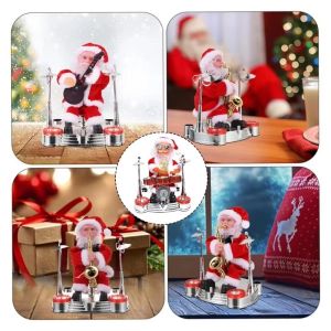 CuddleCove Artificial Santa Claus Toy Electric Christmas Playing Music Instrument Doll Xmas Decor Kids Gift