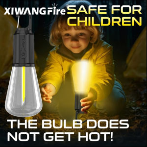 LED Camping Light Type-C USB Rechargeable Waterproof Lantern 300LM Tent Warm Light with Hook 3 Modes Outdoor Emergency Lighting