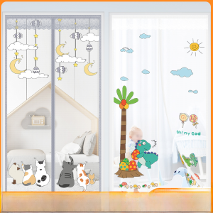Magnetic Mosquito-Proof Door Curtain Cartoon Summer No-Punching Partition Curtain Home Use Bedroom Magic Stick Fly Screen Door Curtain