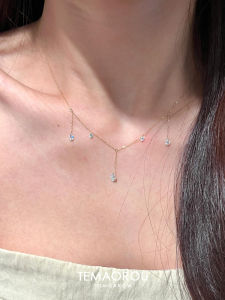 สร้อยคอจี้หยดน้ำเงินสีบริสุทธิ์ S925 ประดับเพชรประกายแบบเกาหลี โซ่กระดูกไหปลาร้าแบบละเอียดและหรูหรา จี้รูปหัวใจ