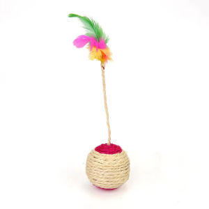 1/3pcs Pet Cat Toy Sisal Scratching Ball Training Interactive Grinding Claw  Toy belt With colored feathers Pet sisal toys