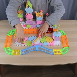 diy toys 3d model building Childrens ever-changing building blocks electric gears rotating building blocks toy railcars puzzle puzzle 3-6