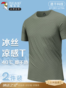Mens Short Sleeve T-Shirt Ice Silk Quick Dry Printed Loose Large Size Breathable Summer Sport Top Fashion Urban Style round Neck