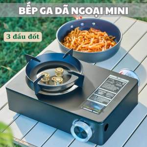 Bếp Gas Mini Dã Ngoại Bếp Ga 3 Đầu Đốt Dùng Ngoài Trời Nhỏ Gọn Tiện Lợi Có Hộp Đựng Dễ Mang Theo Đi Chơi Du Lịch