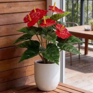 Kmitang | 53cm Artificial Monstera Leaves Home Plastic Palm Fronds Fake Anthurium Greenery Tree Big Herb Plant For Garden Outdoor Decor