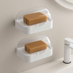 Wall-mounted Drill-free Lid-covered Soap Box Drainer