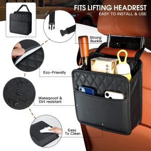 Multi-functional Car Organizer Car Seat Storage Bag Leather Storage Bag Garbage Bag Storage Bag Portable Trash Can For Most Mod