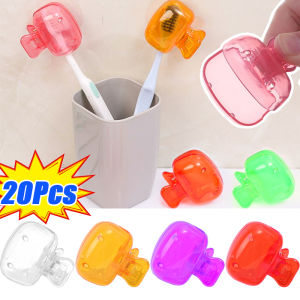 20/10pcs Portable Toothbrush Head Protective Cap / Waterproof Dustproof Travel Toothbrush Head Covers / Germproof Plastic Toothbrush Head Cover Clips