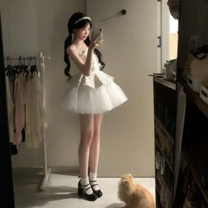 CHANGTONG | Unique and Pretty Waist-Cinching Short Pettiskirt Dress Small Size Tulle