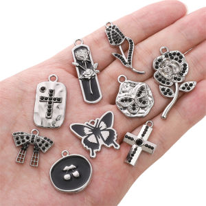 1PC Enamel Zinc Alloy Charm Heart Flower Cross Butterfly Pendants For Handmade Bracelet Necklace Earring Keychain DIY Craft Jewelry Making Accessories