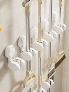 TAILI | Sweeping Tools Organizer Wall-Mounted Clips with Suction Cup No Drilling Required