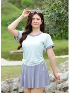 plus Size Conservative Skirt Style Two Piece Swimsuit Women Summer Slimming Hide Belly Hide Meat Hot Spring plus Size Girl