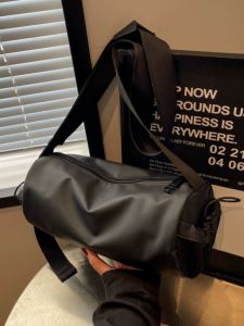 Waterproof Leather Film Crossbody Bag Womens Sporty Black Small Satchel Fashionable Casual Pillow Shape Foldable Washable