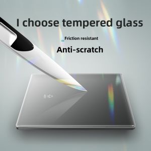FANYAO | Gray Ultra-Thin Tempered Glass Wall Switch Socket Panel 86 Type