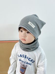 Korean Style Pure Cotton Double Layer Ear Warmer Hat Scarf Set for Kids 2-7-10 Years Old Warm Cozy Autumn Winter Accessories