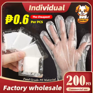 JECT Disposable Gloves Individually Packaged 200 pairs of PE Foodgrade Kitchen Hand Glove Takeout Tableware