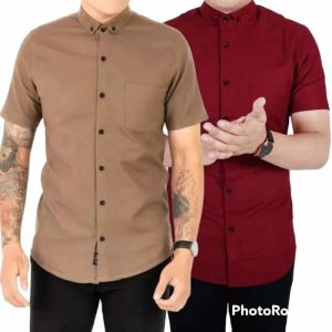 PROMO PAKET HEMAT 2 PCS KEMEJA POLOS LENGAN PENDEK /KEMEJA KANTOR
