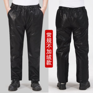 Mens Fleece Lined Thickened Leather Pants Windproof Warm Motorcycle Riding Work Trousers Wear Resistant Long Pants Casual Wear