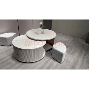 Vedourstyle Sintered Stone Ceramic 2in1 Coffee Table with stool /quality marble Round Coffee Table/Meja Kopi Ceramic 咖啡桌