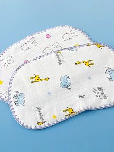 2pcs Set Breathable Cotton Newborn Cloud Pillow with Anti-Spitting Feature and Soft Cushioning