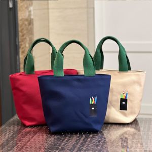 Japanese Style Canvas Zipper Handbag Lunch Box Bag Commuter Bag Student Handheld Small Cloth Bag Office Commuting Mommy Bag