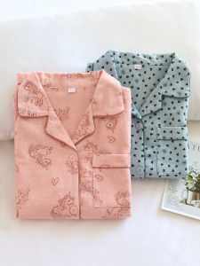 Childrens Spring Autumn Pure Cotton Flannel Sleepwear Set Long Sleeve Long Pants Flocking Printing Cartoon Cute Home Clothes