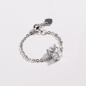 Adjustable Bling Tiny Delicate Oval Shape Colors Rings for Women Micro Pave 5A Cubic Zirconia CZ Fashion Jewelry Chain Ring