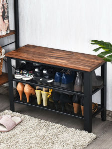 Scandinavian Shoe Changing Stool Solid Wood Bench Casual Wooden Bench Dining Table Bench For Home Long Chair Iron Stool Iron a Wooden Bench