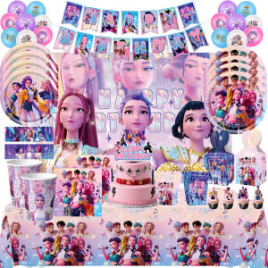 Disney | K-pop Themed Birthday Party Supplies Disposable Cup Plate Paper Tablecloths Banners Candy Bags Cake Decorations Baby Christening